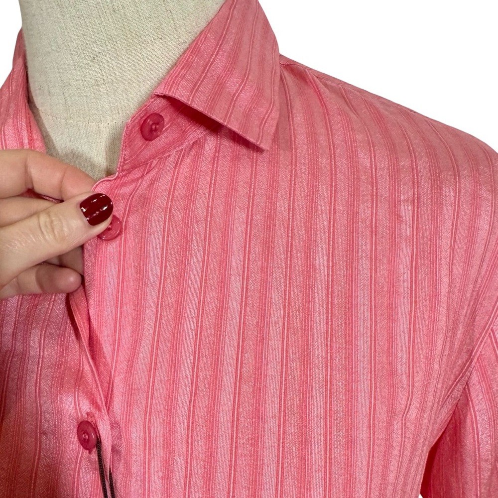 Etro Pink Striped Silk Button-Up Blouse